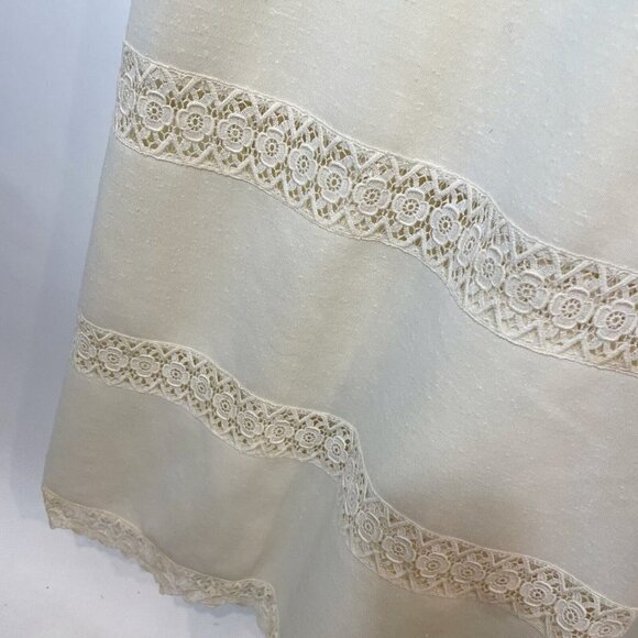 Butte Knit Vintage Short Sleeve Wedding Dress Lace M Ivory Square Neck S 70s 60s - Picture 4 of 14